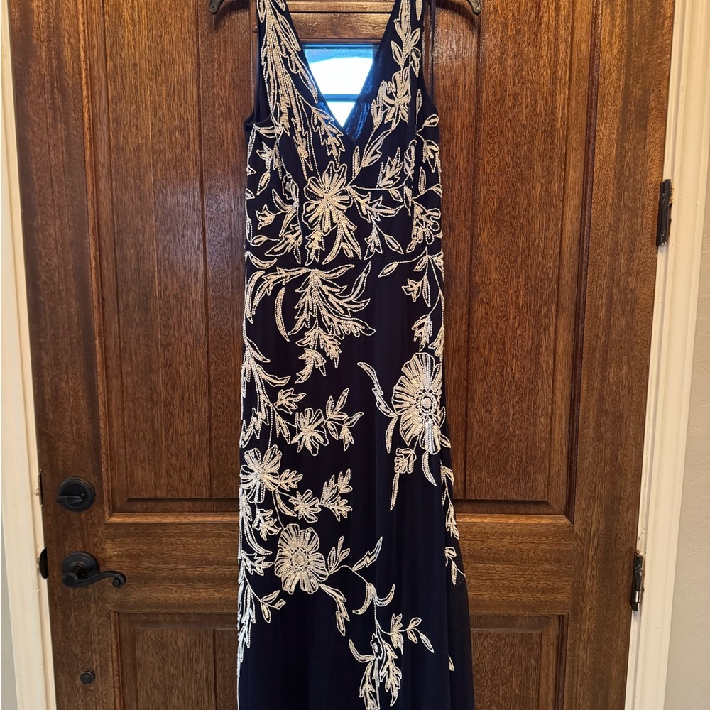 Elegant Navy and White Floral Dress
